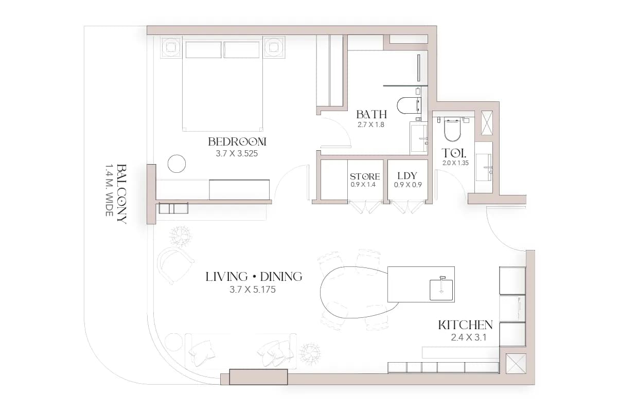 1 Bedroom Unit Type A — Luxor