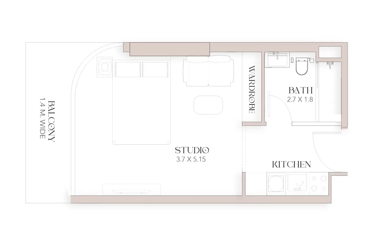 Studio Type Unit Plan B — Luxor
