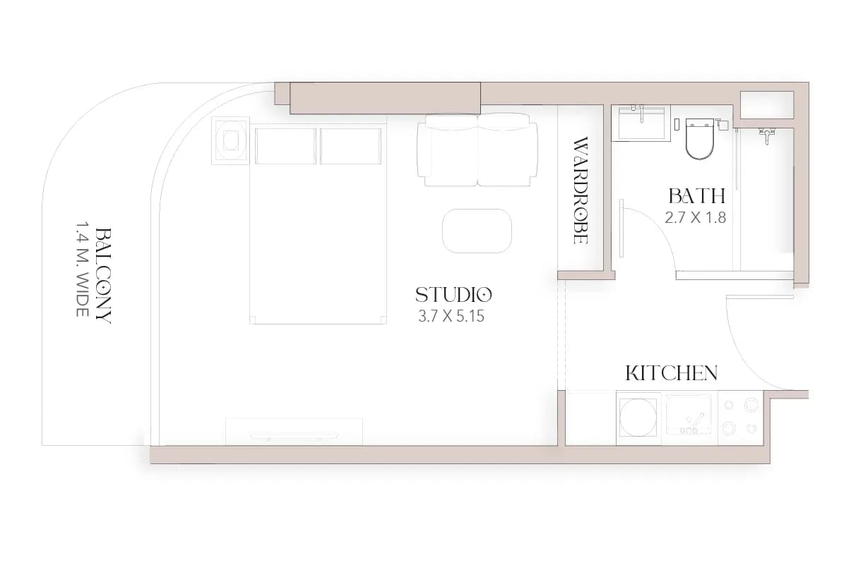 Studio Type Unit Plan C — Luxor