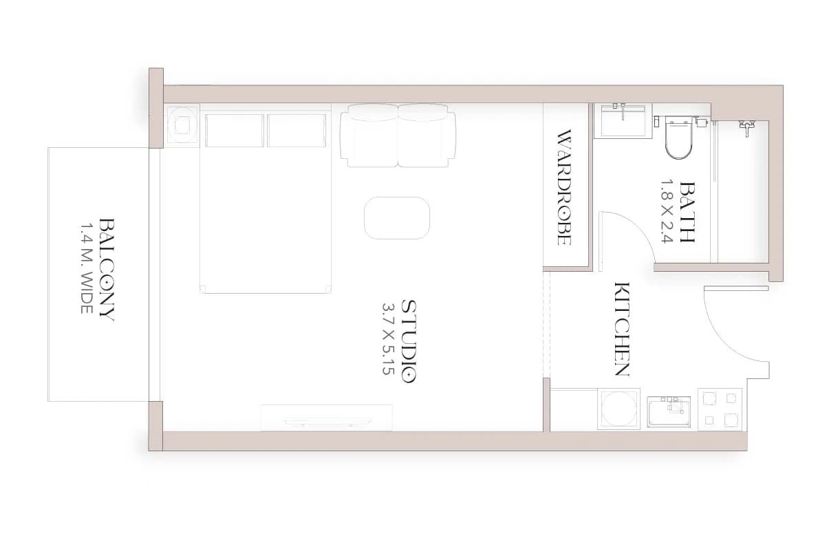 Studio Type Unit Plan D — Luxor