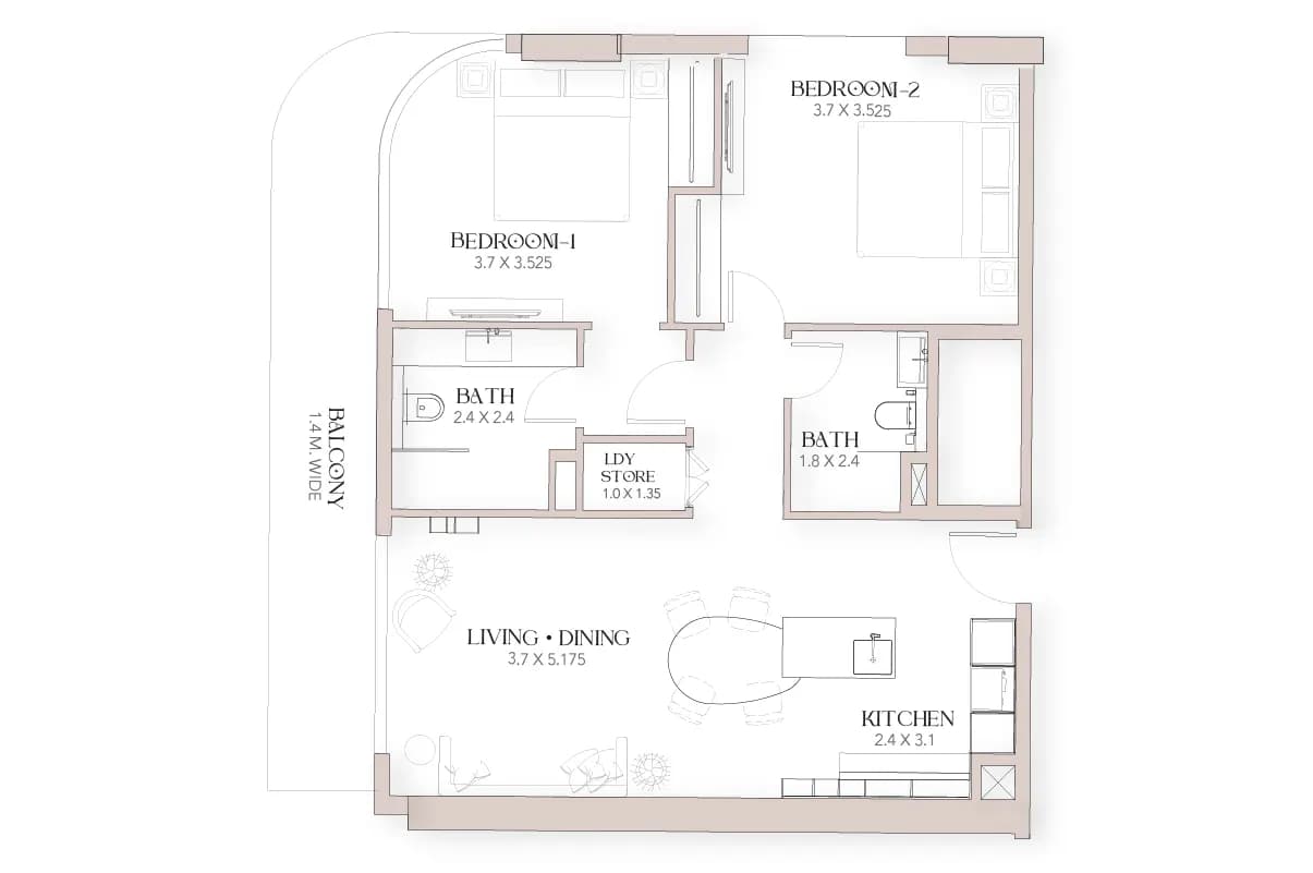 2 Bedrooom Type A — Luxor